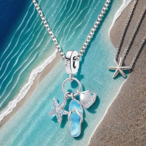 Miniatura 5 de DWJSu Pantuflas de playa con diseño de estrella de mar y concha de mar para niñas y mujeres