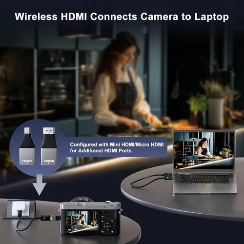 Miniatura 5 de Transmisor y receptor HDMI inalámbricos, decodificación 4K, salida 1080P, extensor inalámbrico HDMI, Plug & Play, soporte de 2.4/5GHz