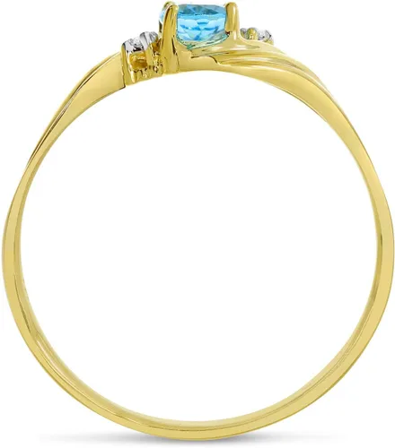 Miniatura 5 de Anillo de topacio azul y diamante en oro amarillo de 10 quilates