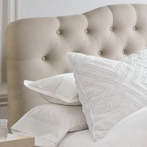 Miniatura 4 de Rosevera Givanna - Cabecero de altura ajustable con tapicería de lino y capitoné de botones para dormitorio, King, color beige clásico