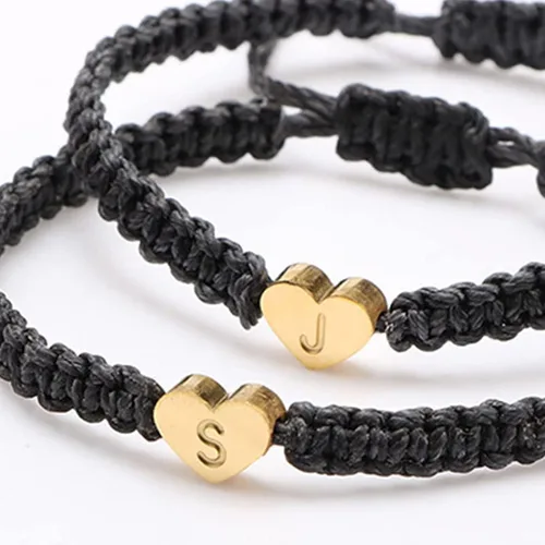 Miniatura 6 de Personalized 26 Initial Bracelet Copper Heart Letter Woven Bracelet Dainty Heart Charm Bracelet Woven Bracelet for Men Women Girls Smart Watches