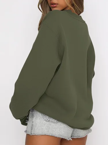 Miniatura 2 de ANRABESS Sudadera de manga larga para mujer, casual, cuello redondo, ajuste holgado, sudadera con capucha de forro polar para otoño