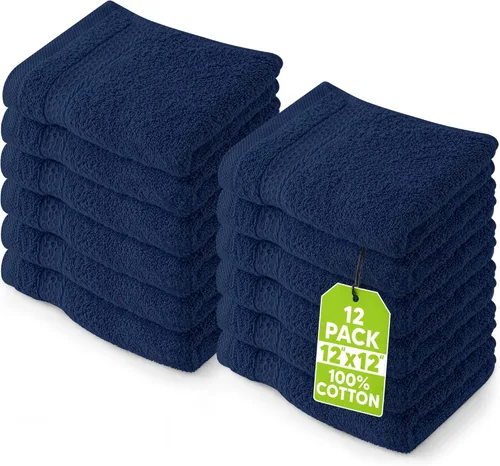 Utopia Towels Juego de 12 toallas pequeñas (12 x 12 pulgadas), 100% algodón hilado en anillo, altamente absorbentes y suaves al tacto, esenciales