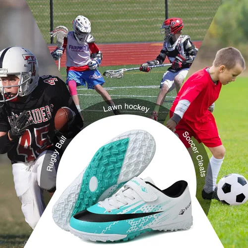 Miniatura 6 de CBUSTER Zapatos de fútbol para niños y niñas, zapatos deportivos para interiores y exteriores