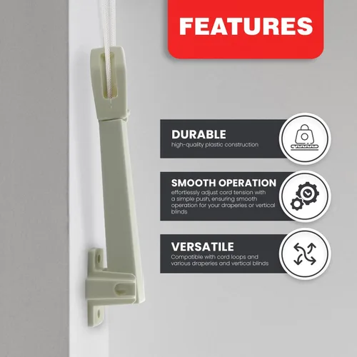 Miniatura 3 de Amazing Drapery Hardware Tensor de cable con resorte para bucles de cable, marfil, montaje en pared o piso, 1 paquete