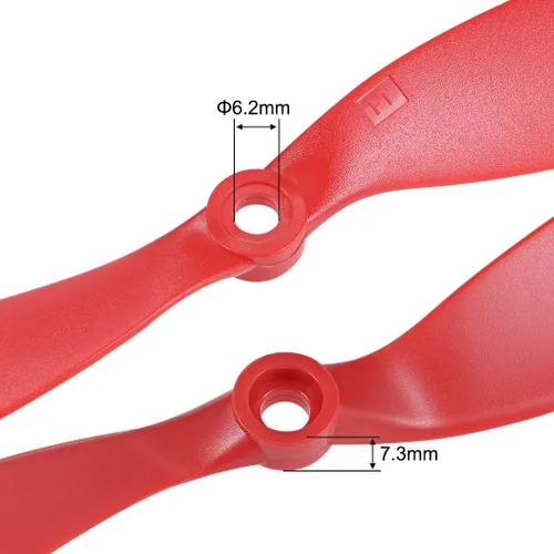 Miniatura 3 de uxcell Hélices RC CW CCW 9047 9x4.7 pulgadas, 2 paletas de ala fija, nailon rojo, 4 pares con anillos adaptadores