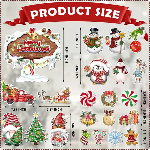 Miniatura 2 de Imanes de Navidad para refrigerador de automóvil, 22 unidades, calcomanías magnéticas decorativas de Navidad para puerta, protector de nevera