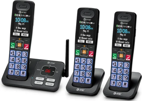 Miniatura 18 de AT&T Teléfono inalámbrico DECT 6.0, 3 auriculares, bloqueador de llamadas inteligente, conexión Bluetooth a celda, contestador automático, pantalla