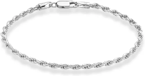 Miabella Pulsera tobillera de plata de ley 925 italiana de 0079in 0118in con corte de diamante y cadena trenzada para mujeres y adolescentes