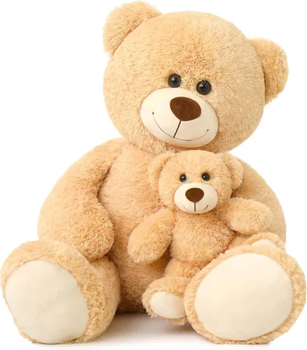 Miniatura 9 de Muiteiur Paquete de 2 osos de peluche a granel, juego de oso de peluche de 13.8 pulgadas con rosa rosa y lazo, sin boca, animales de peluche suaves