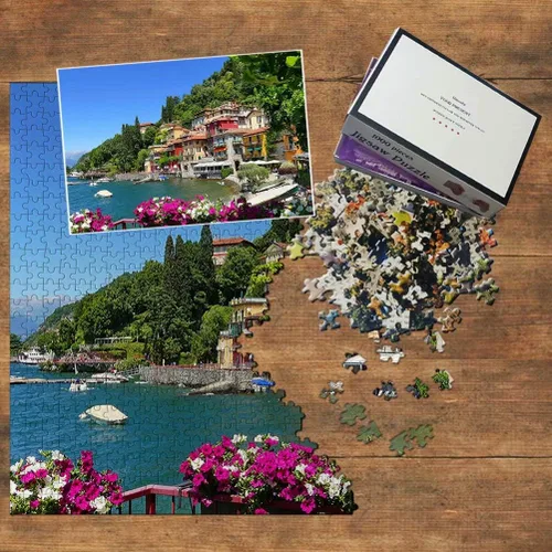 Miniatura 3 de Italia Como Varenna Lake Rompecabezas de 1000 piezas de recuerdo de viaje de madera