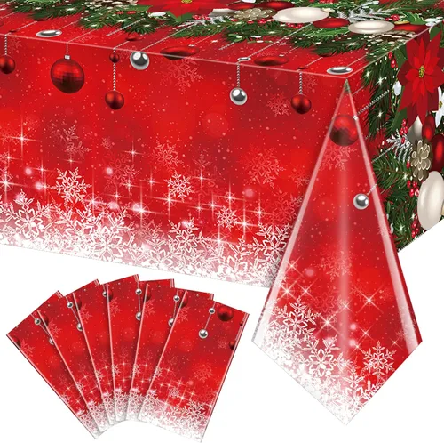 Miniatura 37 de 3 Piezas Decoraciones de Mantel de Fiesta de Plástico con Copos de Nieve de Navidad, Cartel de Fondo Navideño Azul con Copo de Nieve Blanco Cubierta