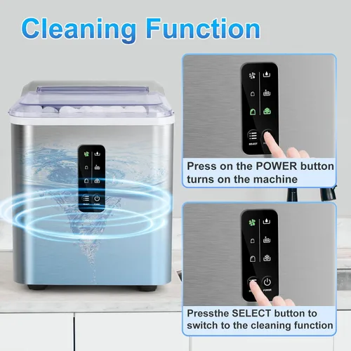 Miniatura 5 de Máquina para hacer hielo para encimera, 26.5 libras en 24 horas, máquina de hielo eléctrica y máquina de hielo compacta con cuchara de hielo