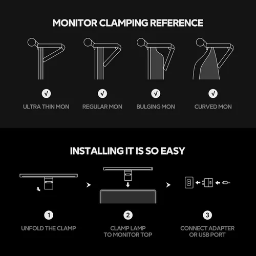 Miniatura 9 de LYMAX Barra de luz para monitor RGB, luz de monitor de computadora para cuidado de los ojos, 4 modos de retroiluminación ajustable, color y brillo