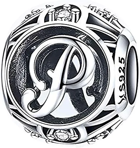 Plata de ley 925 con piedras cúbicas, opciones completas de regalo de la A Z, cuentas de letras del alfabeto para pulseras europeas Pandora