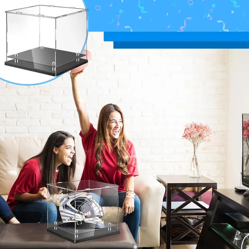 Miniatura 6 de Barydat Vitrina para casco de fútbol de 14.2 x 11 x 12.6 pulgadas, tamaño completo, acrílico transparente, caja de sombrero de cristal