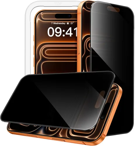 Miniatura 13 de JETech Protector de pantalla de privacidad de 360 grados para iPhone 15 de 6.1 pulgadas, película de vidrio templado antiespía de 4 vías