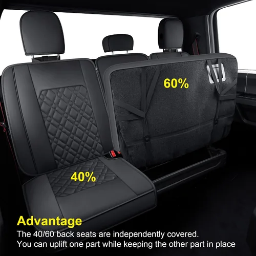 Miniatura 6 de LUCKYMAN CLUB Fundas de asiento delanteras F150 J03-Q3 con piel sintética impermeable, para Ford F150 2015-2025 y F250 F350 F450 2017-2025