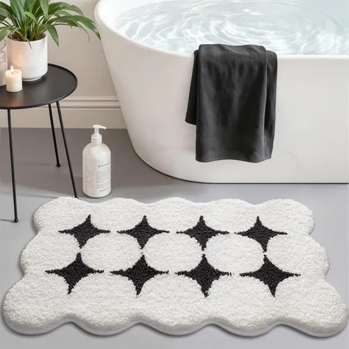 Miniatura 13 de LUMI Alfombra de baño antideslizante estética moderna, ultra suave, absorbente, lavable, de secado rápido, alfombras de piso de alta calidad