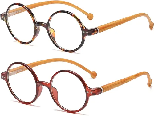 Miniatura 16 de JOVAKIT Lentes de bloqueo de luz azul redondos retro para mujeres y hombres, estilo literario vintage, sin receta
