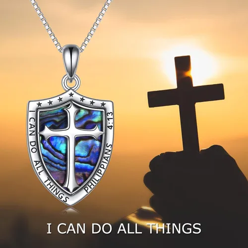 Miniatura 4 de YFN Collar de plata de ley San Miguel/San Cristóbal/Jesús/Virgen María para hombres y mujeres católico/protector/talismán collar con medalla
