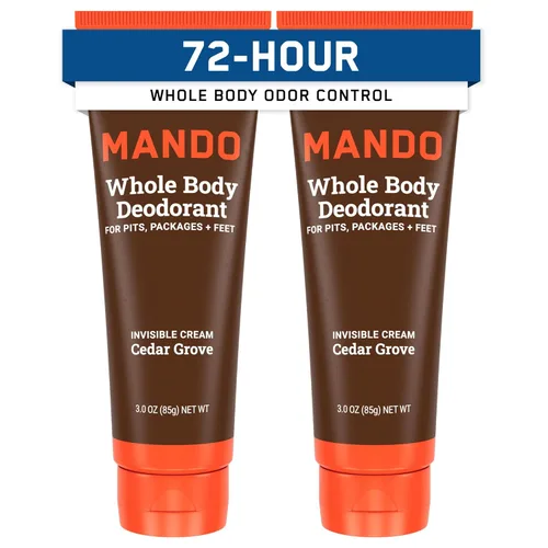 Miniatura 7 de Mando Desodorante para todo el cuerpo para hombres, crema invisible, control de olores de 72 horas, sin aluminio, sin bicarbonato de sodio, seguro