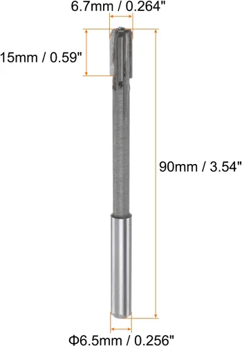 Miniatura 2 de HARFINGTON Chucking Escariador 0.264 in H7 punta de carburo flautas rectas máquina de torno de vástago redondo Fresa