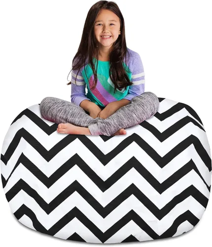 Miniatura 25 de Posh Stuffable - Sillón puff con almacenamiento para niños, contenedor de animales de peluche, organizador de juguetes de niños Lona rayas verde