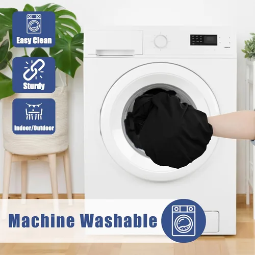 Miniatura 6 de Moosfor Paquete de 6 manteles cuadrados de elastano, manteles elásticos ajustables para pícnic, cubierta de mesa de patio elástica lavable para Negro