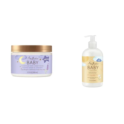 Miniatura 9 de SheaMoisture - Acondicionador profundo para bebé, miel de manuka y lavanda para cabello delicado y piel nocturna, régimen de cuidado de la piel