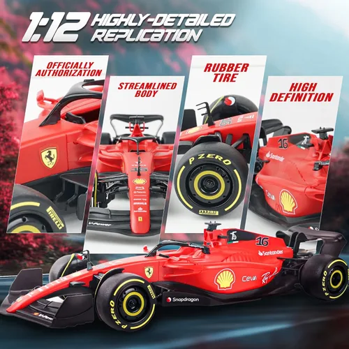 Miniatura 2 de BEZGAR Auto de control remoto Ferrari F1 75 1:12 – Auto de carreras RC de 2.4 GHz con auténtica librea, calcomanías para el cuerpo de bricolaje
