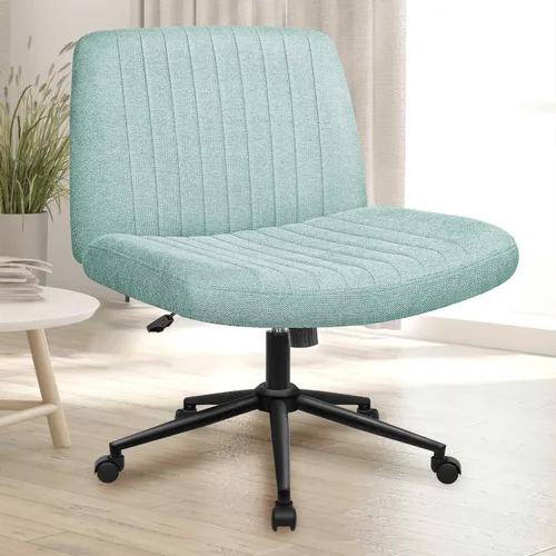 Miniatura 11 de NEO Chair Silla Criss Cross sin ruedas, sin brazos, con patas cruzadas, escritorio de oficina, silla ancha y cómoda de tocador para maquillaje, Beige