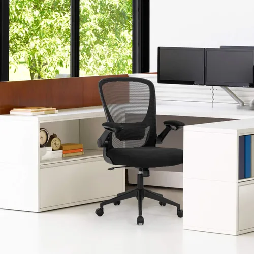 Miniatura 7 de Silla de oficina en casa, silla de escritorio ergonómica, silla de computadora de malla, sillas cómodas con respaldo medio con soporte lumbar
