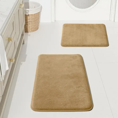 Miniatura 32 de HUXMEYSON Juego de alfombras de baño de 2 piezas, juego de alfombrillas antideslizantes y de secado rápido, alfombras de baño ultra suaves de Negro