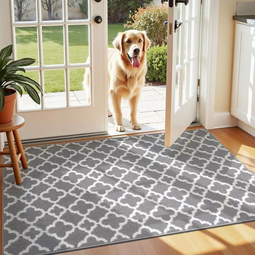 Miniatura 15 de U'Artlines Alfombra de pasillo larga para pasillo de 2 x 8 pies, antideslizante, alfombra de piso de cocina, patrón geométrico beige, lavable a