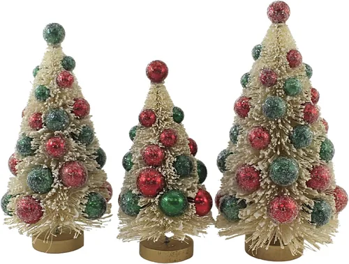 Miniatura 3 de Bethany Lowe Designs LC0692 - Árbol de cepillo para botella blanca con cuentas rojas y verdes S/3