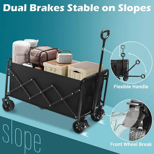 Miniatura 4 de Carro plegable con ruedas: Carro utilitario plegable de 500LBS de alta resistencia - Carro portátil todo terreno para compras de comestibles