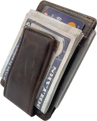 Miniatura 6 de broche para dinero, cartera con bolsillo frontal, cartera minimalista, para hombre