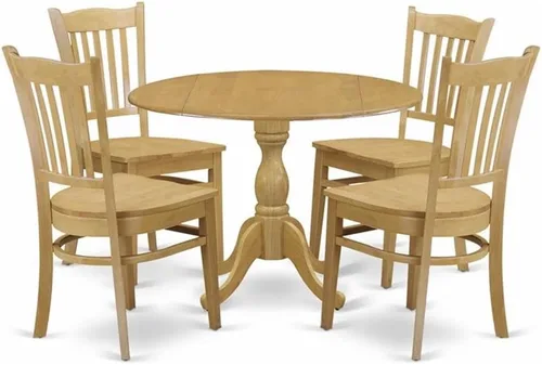Miniatura 11 de East West Furniture DMGR3-LWH-W - Juego de comedor de 3 piezas que contiene una mesa de comedor redonda con gotas y 2 sillas de cocina, 42 x 42