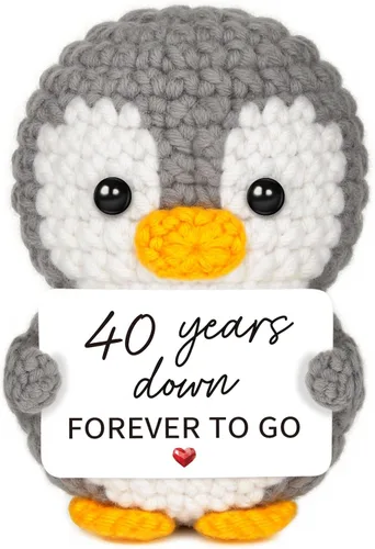 Miniatura 6 de Regalos de 1 año para aniversario de novio, novia, pingüino de ganchillo hecho a mano