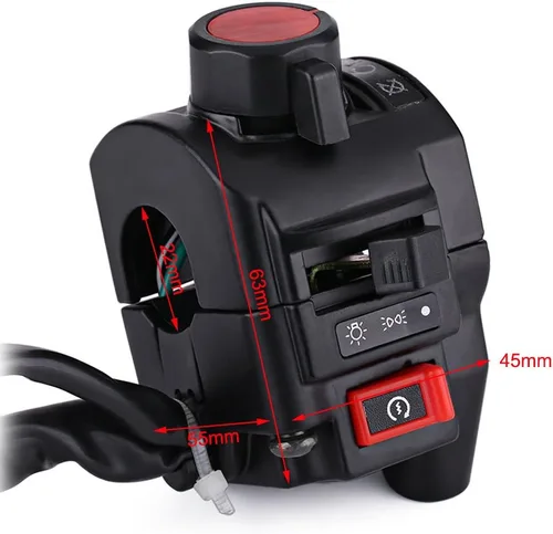 Miniatura 6 de Keenso Interruptor de manillar de motocicleta de 7/8 pulgadas, interruptor de parada de arranque de haz alto y bajo de 12 V