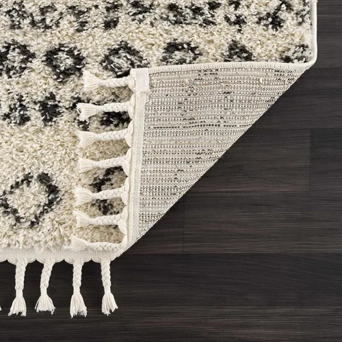 Miniatura 5 de Hauteloom, Duncans - Alfombra de estilo granja de pelo mullido para sala y dormitorio, con borlas - Beige, carbón, gris - 2 pies 7 pulgadas x 7 pies