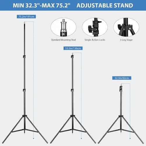 Miniatura 5 de HPUSN Softbox Kit de iluminación para fotografía, kit de iluminación Softbox de 30 x 30 pulgadas, 2 bombillas LED E27 Socket 5400K, luz de estudio