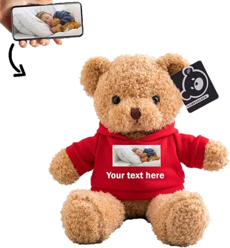 Miniatura 9 de Oso de peluche personalizado con texto + foto, oso de San Valentín, animales de peluche, juguetes de peluche como regalos personalizados para Negro