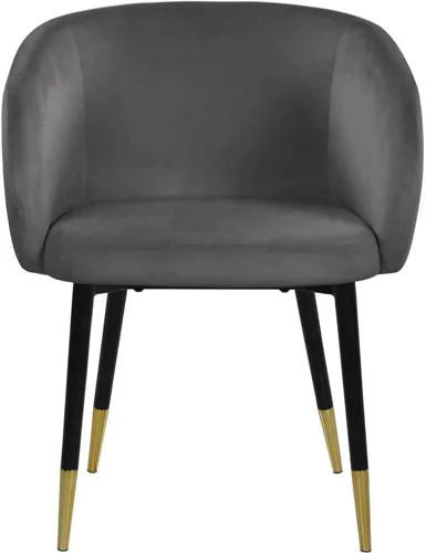 Miniatura 5 de Meridian Furniture Louise Collection Modern Silla de comedor tapizada de terciopelo contemporáneo con punta dorada, patas de metal negro, 24