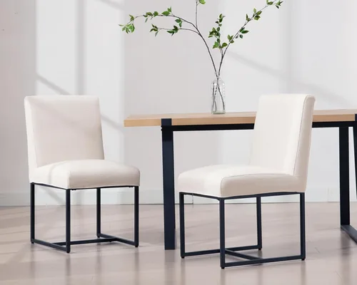 Miniatura 12 de HNY Juego de 2 sillas de cocina modernas, silla de cocina y comedor de cuero PU, silla de comedor tapizada silla auxiliar con marco de metal