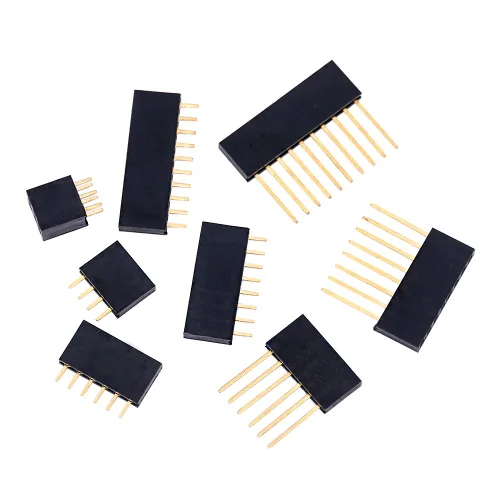 Miniatura 5 de Glarks Kit surtido de conectores de clavijas macho y hembra de 0.094 pulgadas, 100 protectores apilables y 12 cabezales de placa PCB separables