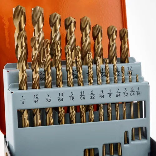 CaRoller Juego de brocas de cobalto, 21 piezas, brocas de metal M35, juego de brocas duraderas de vástago redondo para acero, madera, plástico,