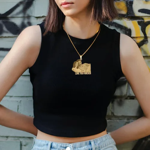 Miniatura 6 de 3UMeter Collar personalizado para mujeres y hombres, collar con colgante de foto grabada, collar chapado en oro de 18 quilates y plata
