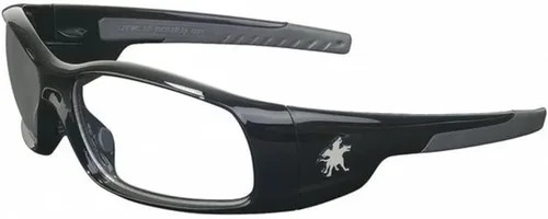 MCR Safety SR110 Lentes de policarbonato de seguridad de aspecto atrevido con doble lente con marco negro pulido y lente transparente